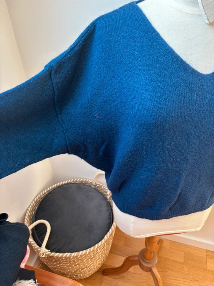 💙 sublime Pull col V - bleu électrique - T38/40 - photo numéro 6
