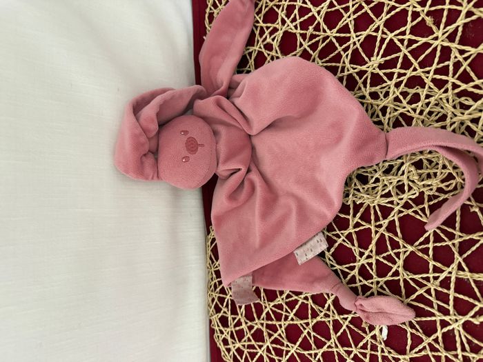 Doudou plat lapin NATTOU Lapidou rose corail losange - photo numéro 2