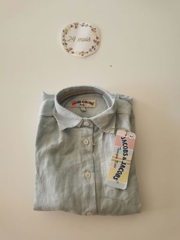 Tunique en lin bleu ciel garçon 2ans jacobs & jacobs kids neuve avec étiquette