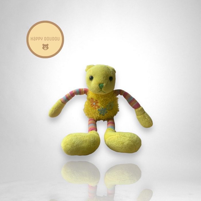 Peluche Lapin jaune coloré fleurs Partner Jouet A899