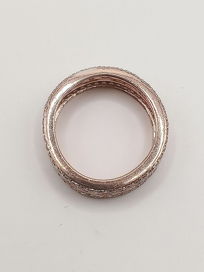 Anello argento 925 fedina color oro rosa con pavé zirconi placcato oro 18 kt? Misura 8.5/9 falange - photo numéro 4