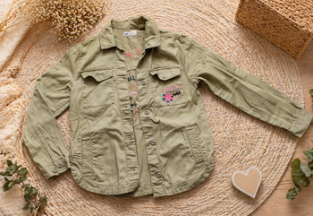 Veste enfant H&M 12 ans kaki motif brodé Arizona très bon état