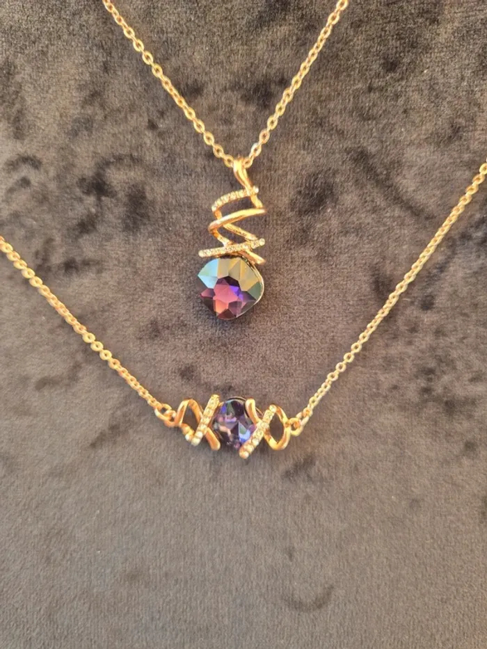 Parure bijoux fantaisie Violet et doré - photo numéro 2