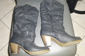 botte simili cuir noir in extenso 38 comme neuve