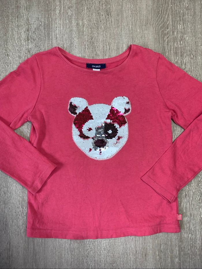 T-shirt ML a sequins - taille 6 ans 116 cm - photo numéro 2
