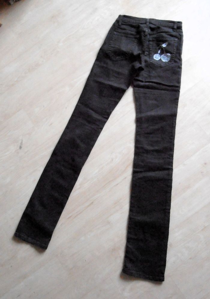 Jeans skinny femme, HPK, taille S 36, 98% coton, strass cerises - photo numéro 7
