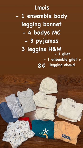 Lot vêtements 1mois