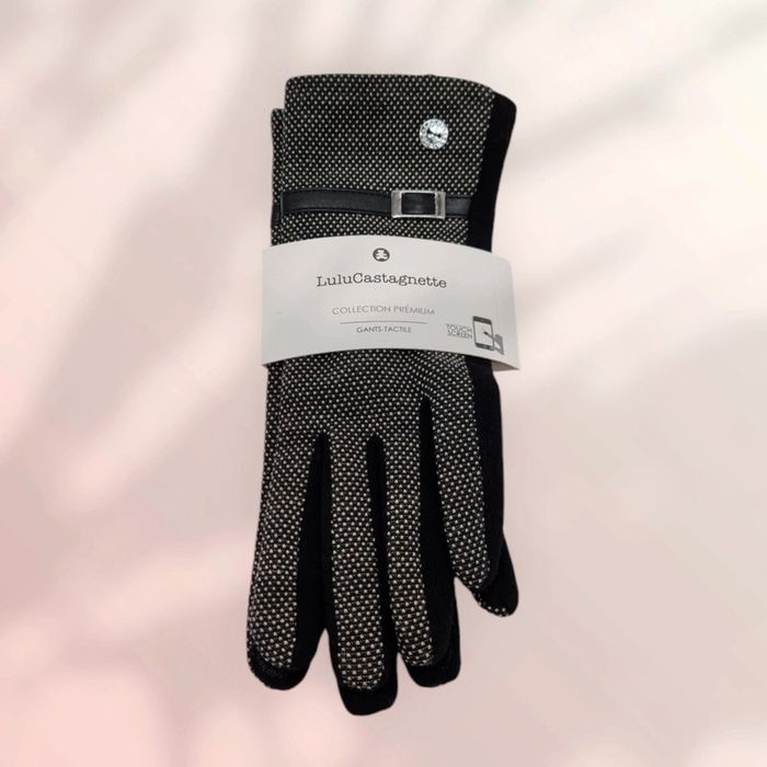 Lulu Castagnette gants tactiles noir blanc * collection prémium *