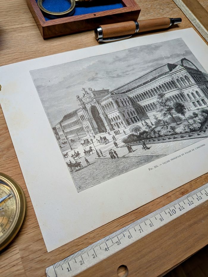 Imprimée en 1883, le Palais de l'Industrie, Paris VIIIème. Vintage Authentique. - photo numéro 6