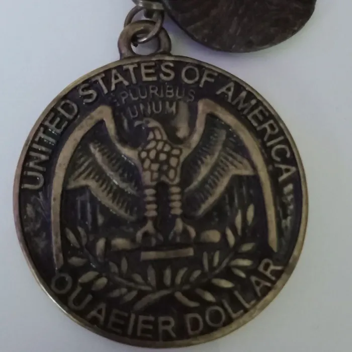 Collier pierres et pièces dollar et français vintage - photo numéro 8