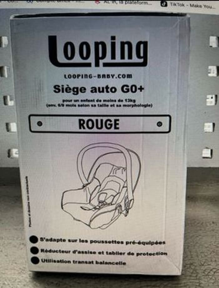 Poussette rouge + siège auto looping, rouge et noir - photo numéro 2