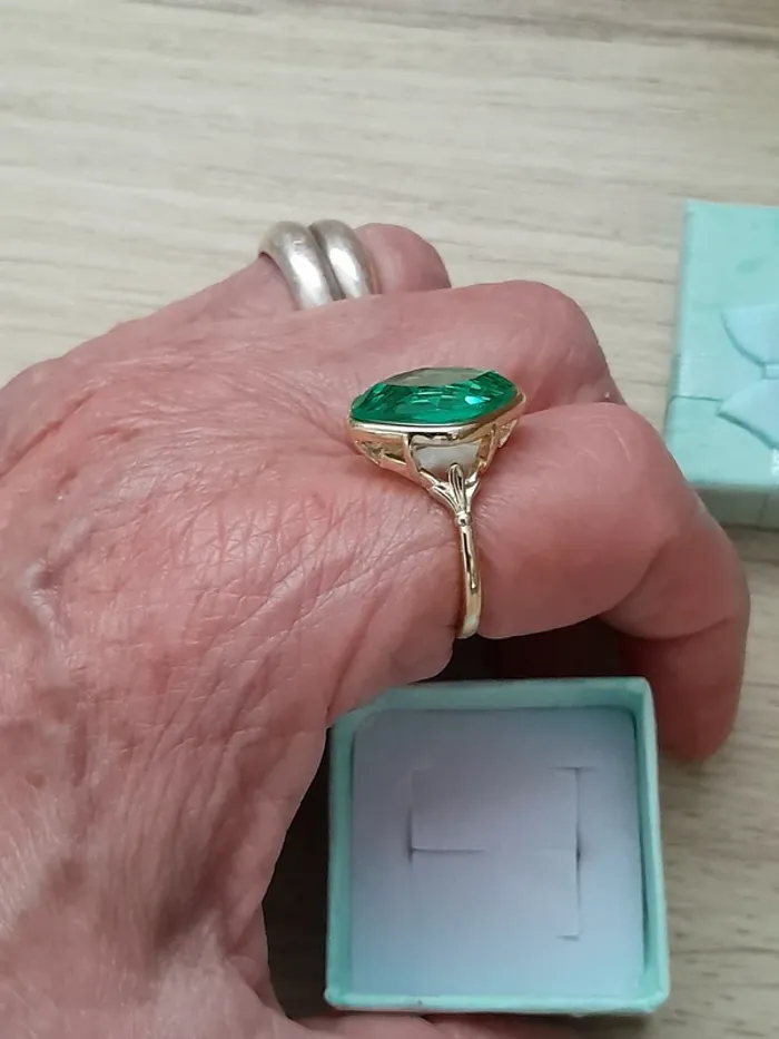 Bague style Bohème pierre couleur bleue claire (imitation aigue marine), taille 60 - photo numéro 6