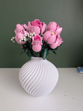 Bouquet de Roses rose à construire en Bloc de construction type Botanical 