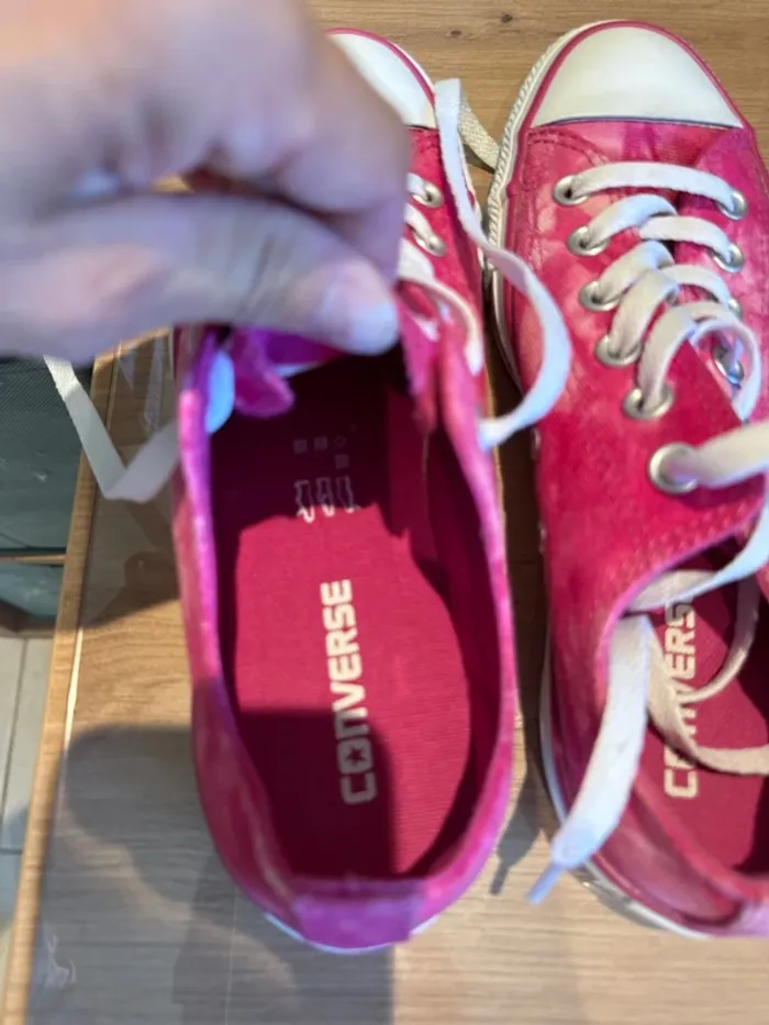 Jolies baskets rose fuschia effet délavé - photo numéro 5