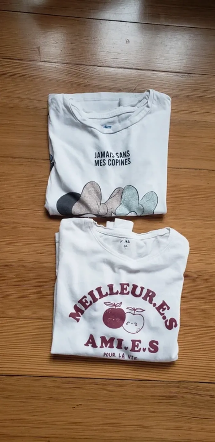 Lot 2 t-shirt manches longues coton amies disney daisy minnie