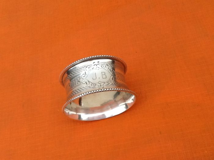 Argent Rond de serviette à décor de frise Poinçon de titre tête de minerve - photo numéro 7