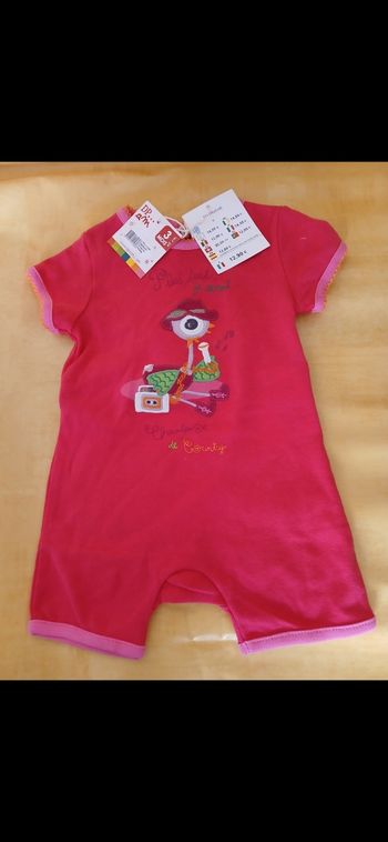 Barboteuse combishort fille DPAM 60 cm 3 mois