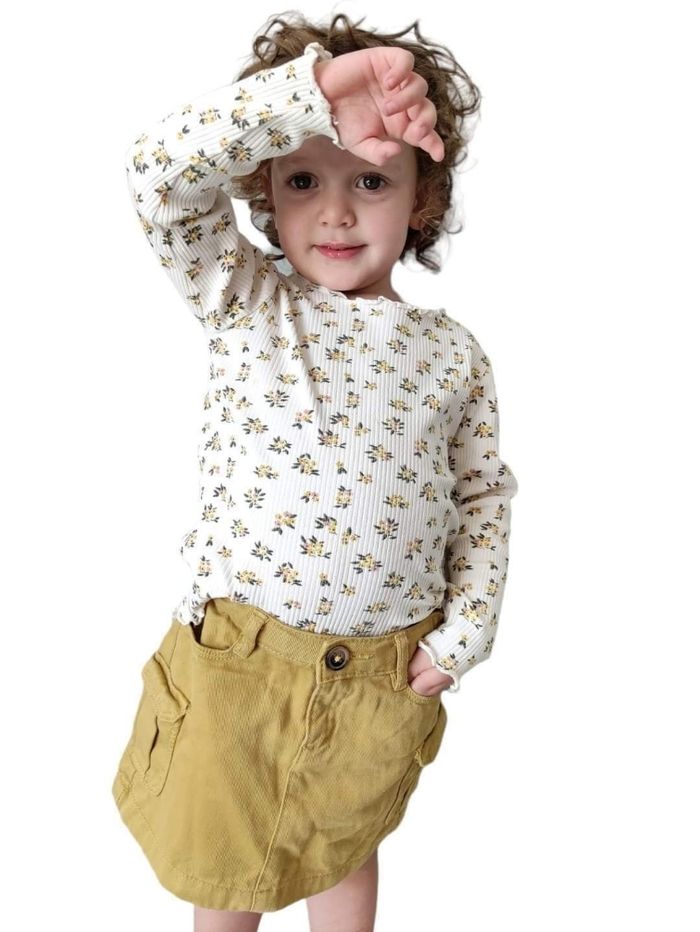 3 ans ensemble tape a l oeil teeshirt côtelé et jupe