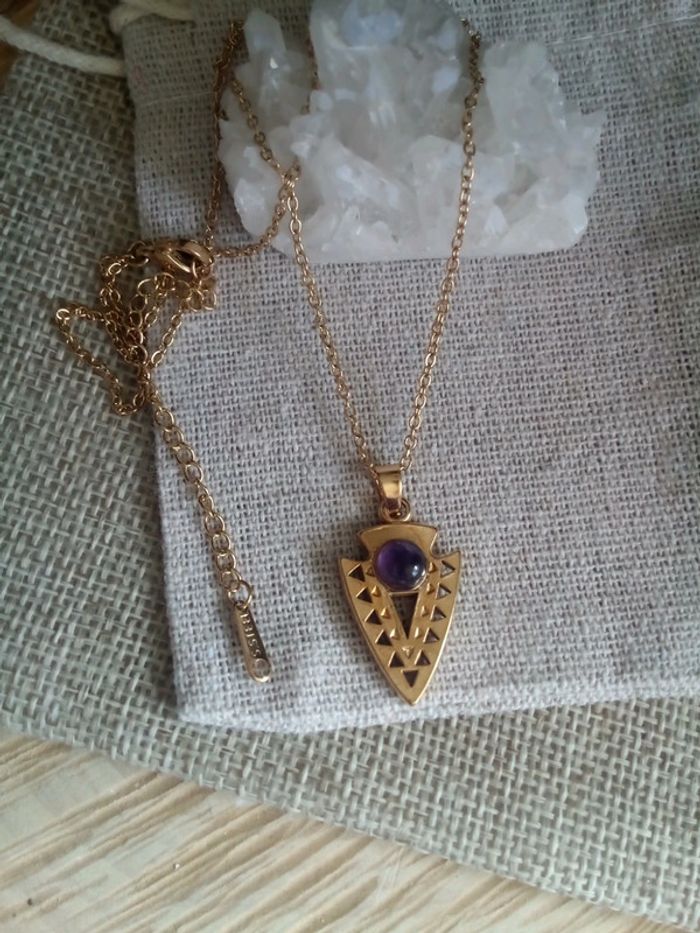Collier style viking avec pierre naturelle d'améthyste 💜. - photo numéro 3