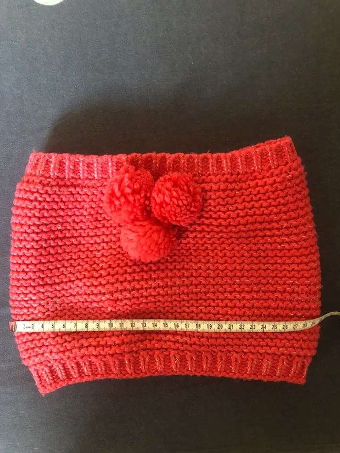 Bonnet à pompon et tour de cou et gants rose vif - photo numéro 12