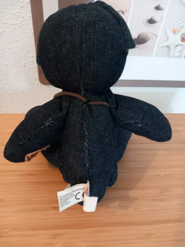 Peluche ours articulé Lewis tissus bleu jeans 👖 33cm - photo numéro 6