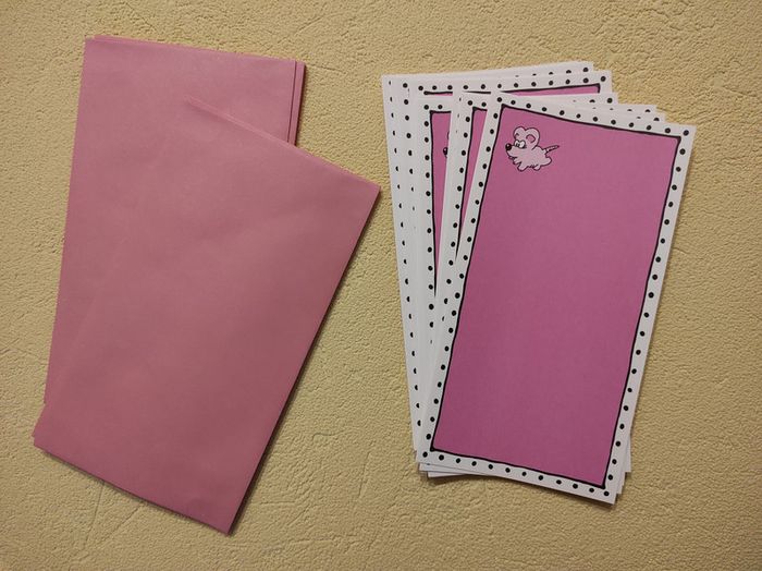 Cartes + enveloppes roses