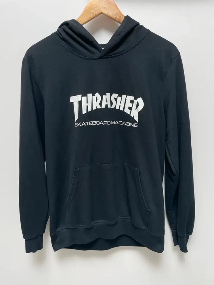 Thrasher Skateboard Magazine Hoodie black white Mens Small