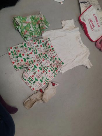 Ensemble garçon short et t-shirt blanc 1 ans