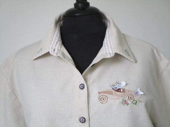 Chemise beige vintage voiture 44 TBE - photo numéro 3