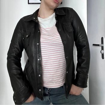 Veste en cuir de motard femme – Redskins Taille L | Cuir véritable | Très bon état
