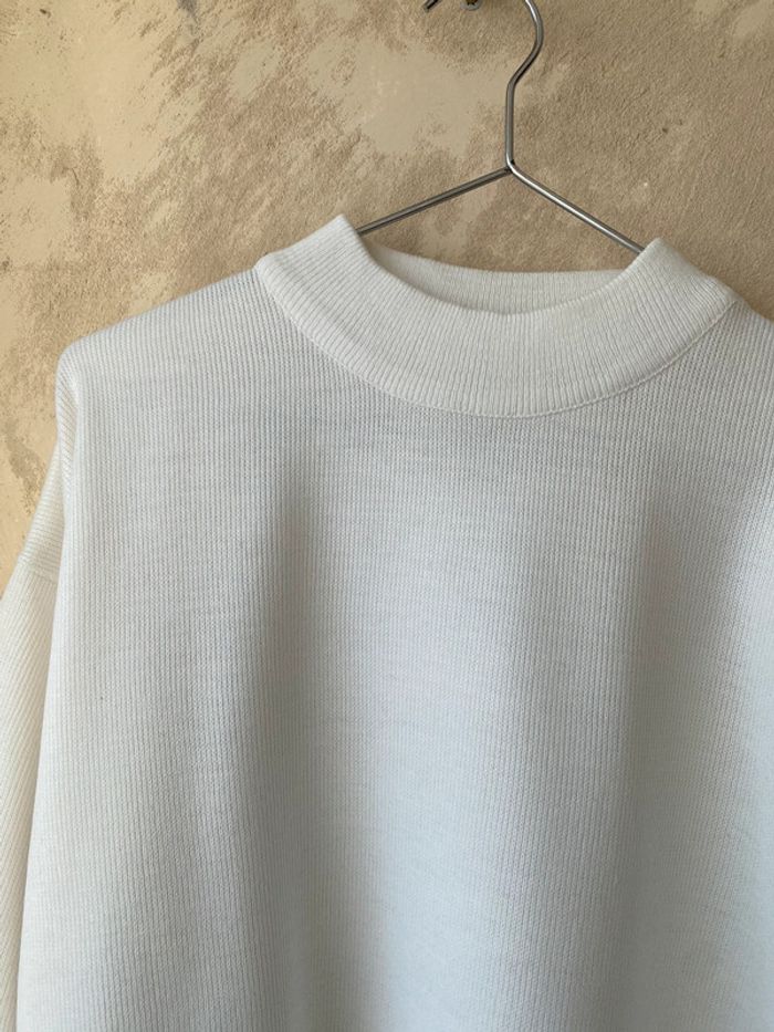 Pull blanc cassé col cheminée vintage - photo numéro 4