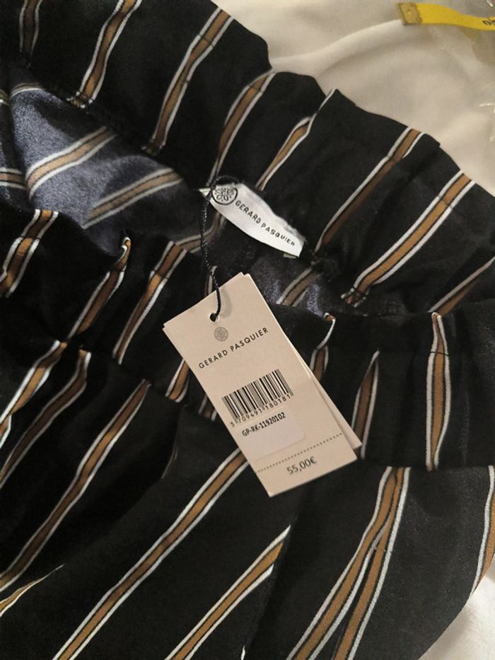 Pantalon léger noir à rayures marron Gérard Pasquier taille S - photo numéro 5