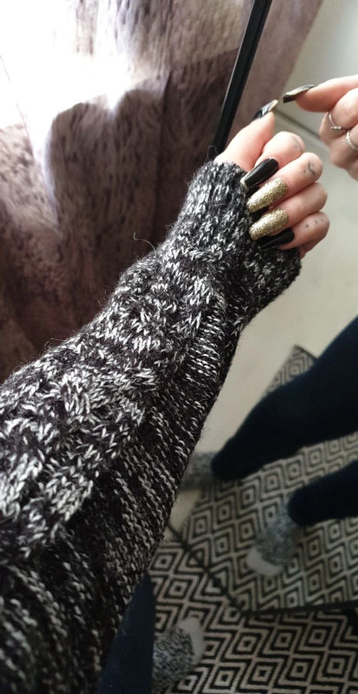 Pull chiné gris/blanc - photo numéro 3