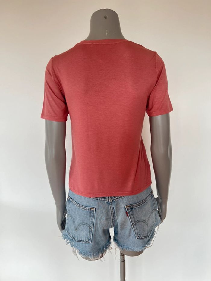 T-shirt vieux rose uni MANGO - Taille S - photo numéro 2