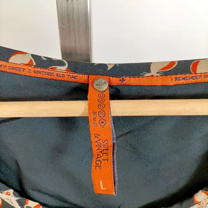 Robe sans manches Sweet & Vintage imprimé chats taille L style rétro fun A1555 - photo numéro 5