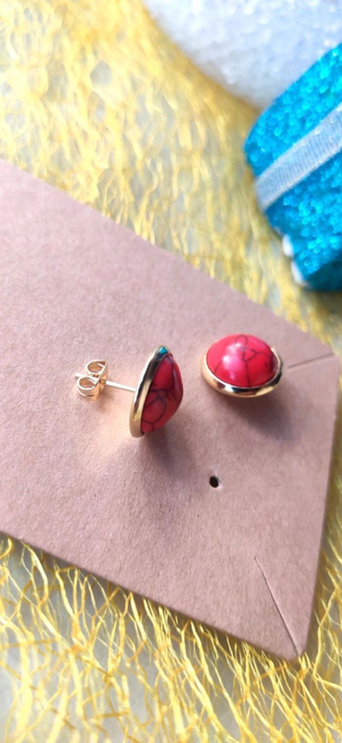 Boucles d'oreilles en Magnésite Rouge Persan - photo numéro 4