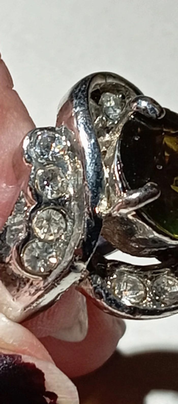 Bague fantaisie pierre kaki - photo numéro 7