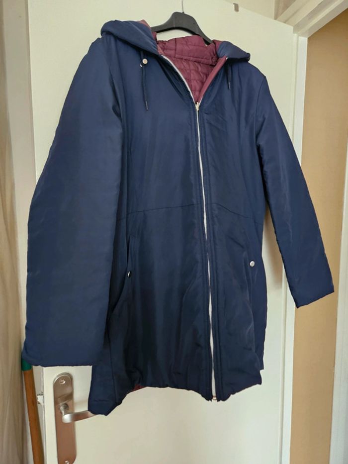 Manteau doudoune réversible bordeaux bleu marine - photo numéro 2
