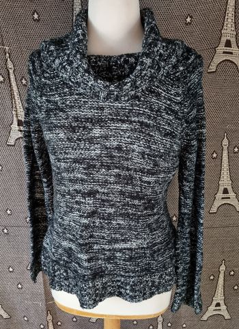 Pull chiné noir et gris à col roulée taille S Jennyfer