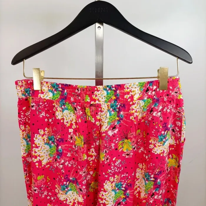 Pantalon fluide imprimé floral fuchsia Etam taille M A937 - photo numéro 3