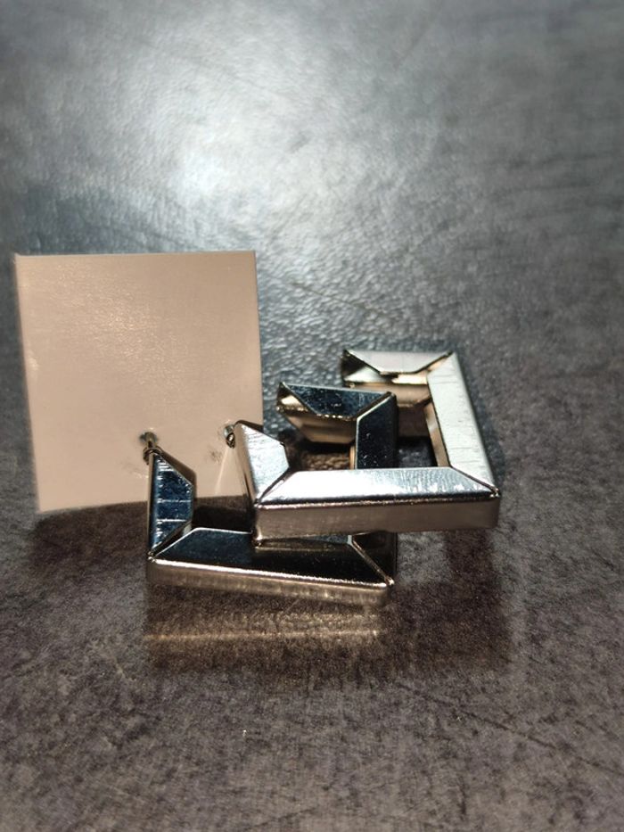 Boucles d'oreilles fantaisie métal argenté clous - photo numéro 2