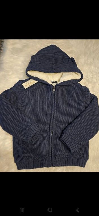 NEUF (non porté) 🏷💙🤩😍gilet tricot zippé intérieur sherpa 36mois garçon 💙🤩😍