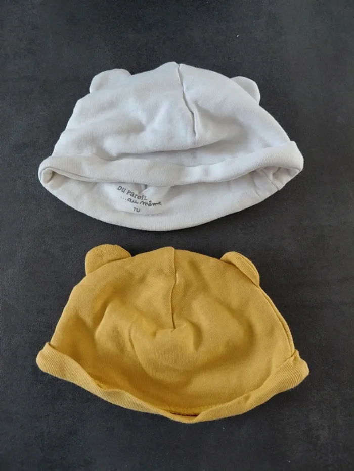 Lot de 2 bonnets TU Dpam 3-6 mois