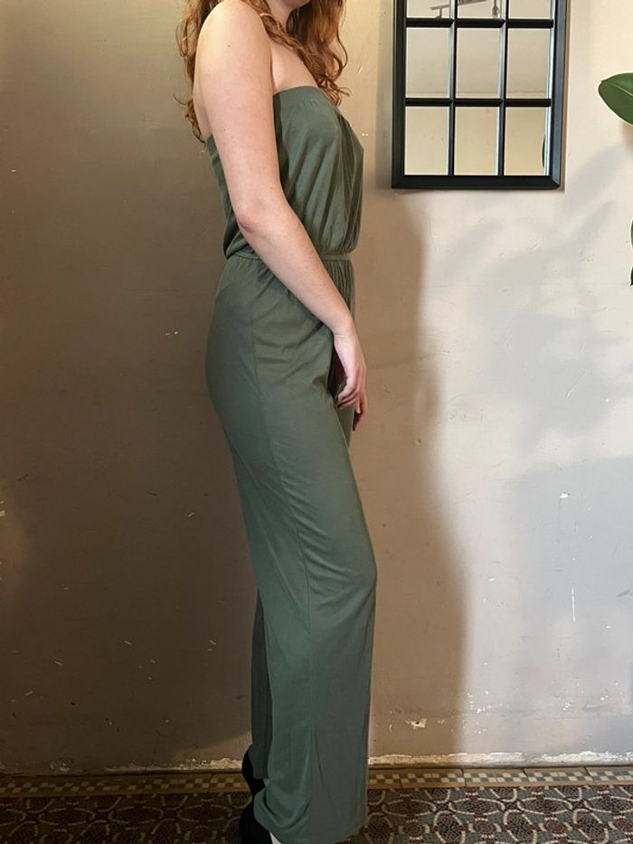 Combinaison bandeau kaki ample marqué à la taille - photo numéro 5