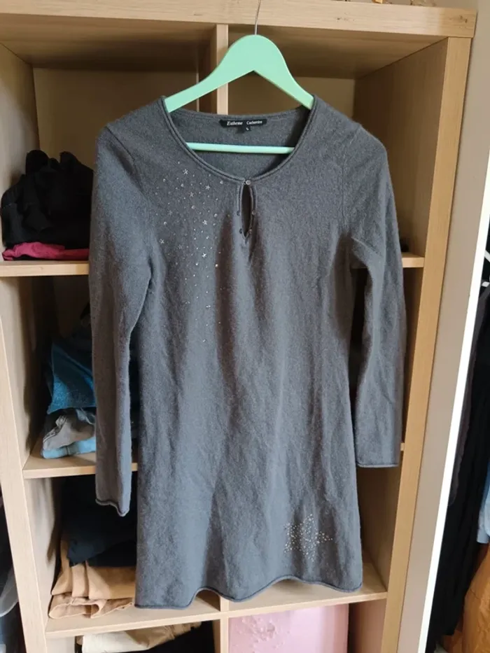 Robe en cachemire grise taille S