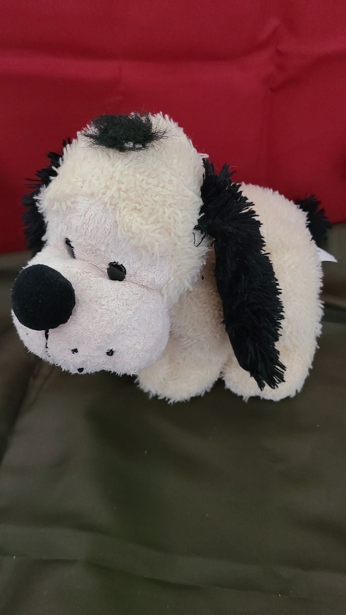 peluche chien blanc noir bandana Ecossais althans