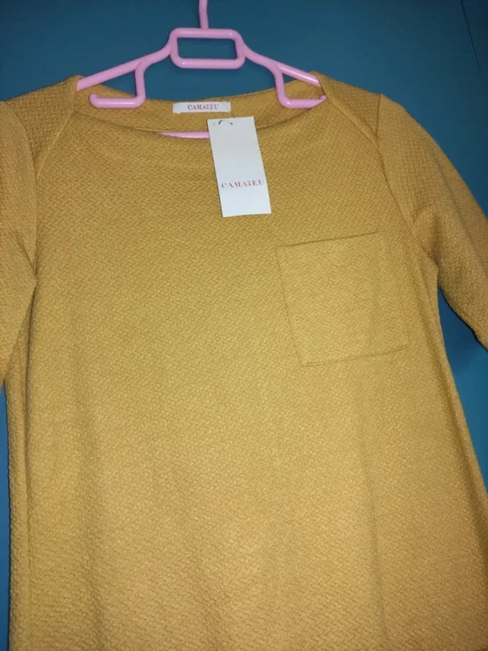 Très belle robe courte moutarde camaïeu taille 38 neuve avec étiquette - photo numéro 2
