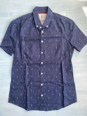 Chemise bleu marine motif ancre bizzbee S
