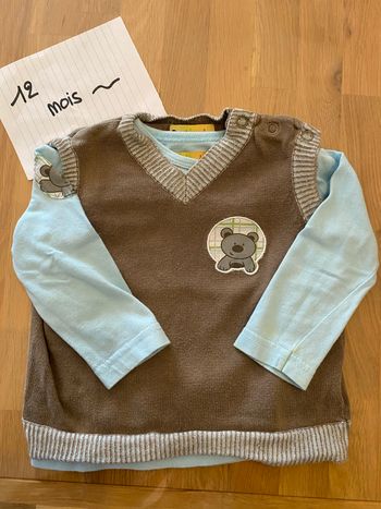 T shirt manches longues et pull sans manches ~ 12 mois