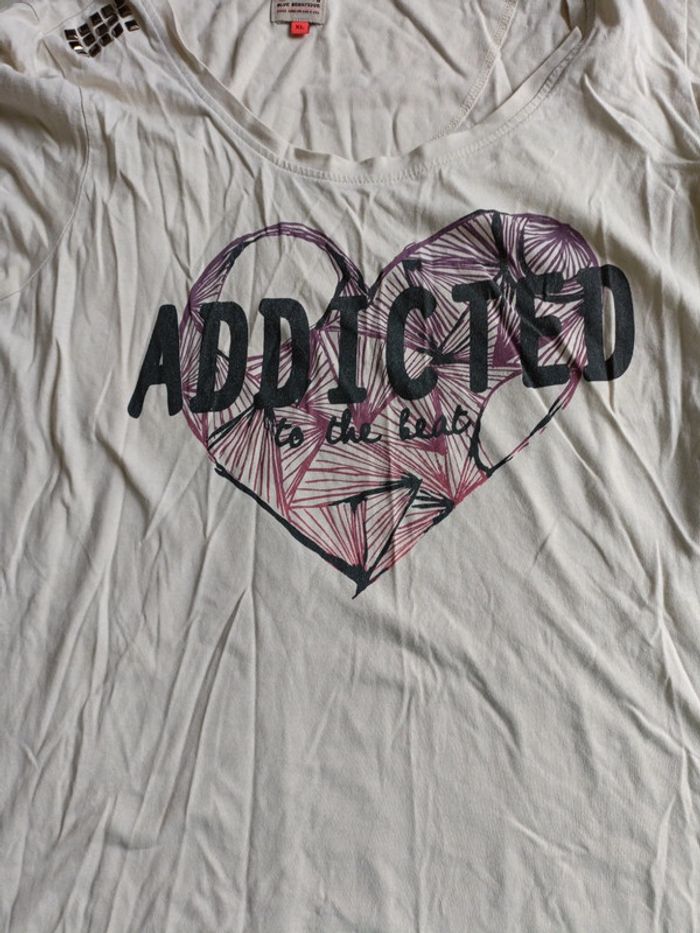 T-shirt manches courtes taille xl only cœur addicted - photo numéro 2
